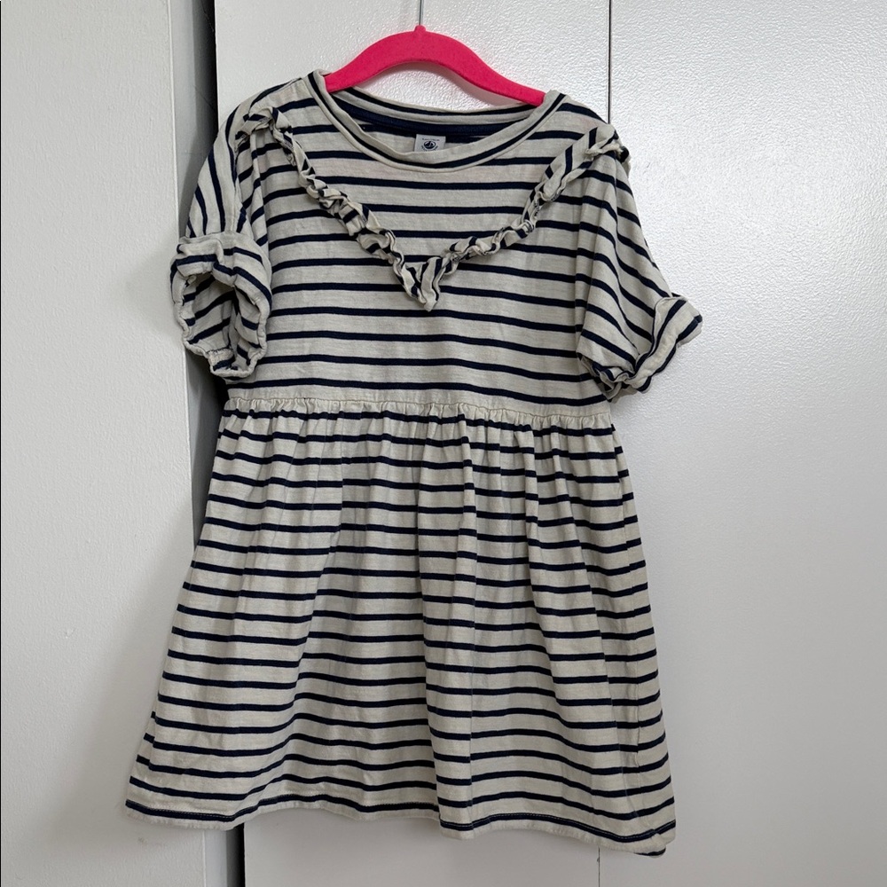 Petit Bateau Striped Navy and White Kids Dress
